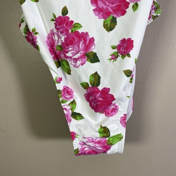 Betsey Johnson Swimsuit Womens Large Pink Floral Smocked Underwire Love Always - Picture 6 of 13